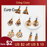 Hawaiian Acrylic Drop Earrings Leaf Jewelry