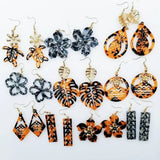 Hawaiian Acrylic Drop Earrings Leaf Jewelry