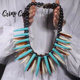 Hawaiian Wood Pearl Resin Pendant Necklace Shark Teeth Ula Nifo
