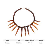 Hawaiian Wood Pearl Resin Pendant Necklace Shark Teeth Ula Nifo