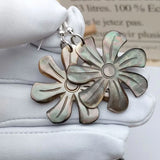 Hawaiian Natural Mother of Pearl Shell Tiare Carved Flower Earrings