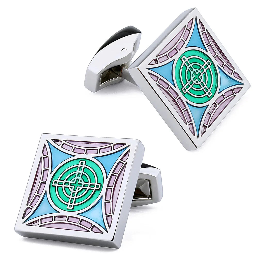 Hawson Colorful Enamel Cufflinks for Men Wedding Dress