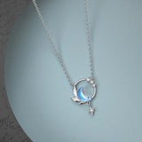Moon Night Necklace Pendant Crystal Zircon Silver Light Necklace
