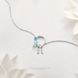 925 Silver Flowers Leaves Tassels Necklace
