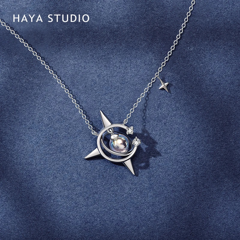 Haya Studio Vintage Crystal Pendant Necklace Plated Jewelry for Women