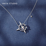 Haya Studio Vintage Crystal Pendant Necklace Plated Jewelry for Women