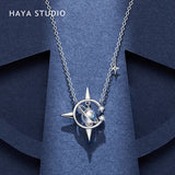 Haya Studio Vintage Crystal Pendant Necklace Plated Jewelry for Women