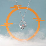 S925 Silver Necklace Lion Red Crystal Pendant Women Necklace