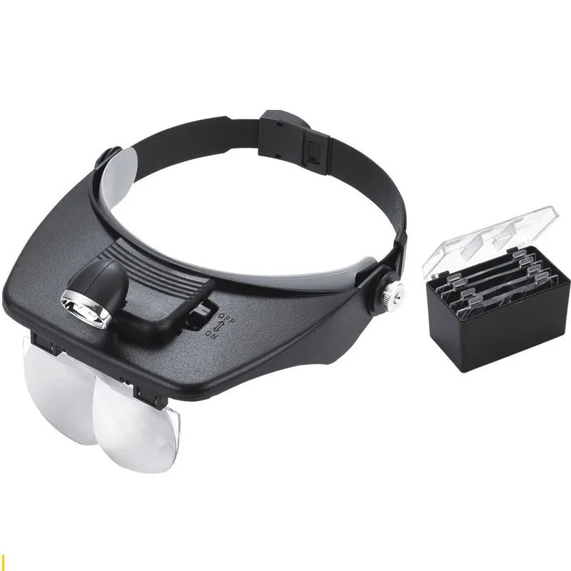 Adjustable Head Mounted Glasses Magnifier with LED Lights for Watch Repair