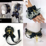 Dark Goth Headdress with KILL Cross Necklace Choker