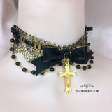 Dark Goth Headdress with KILL Cross Necklace Choker