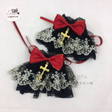 Dark Goth Headdress with KILL Cross Necklace Choker