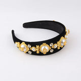Velvet Pearl Rhinestone Hoop Headdress for Women