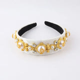 Velvet Pearl Rhinestone Hoop Headdress for Women