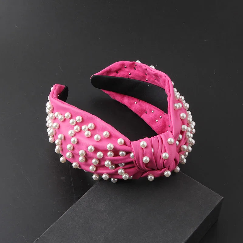 Leather Pearl Hair Hoop Women's Casual Hair Accessories