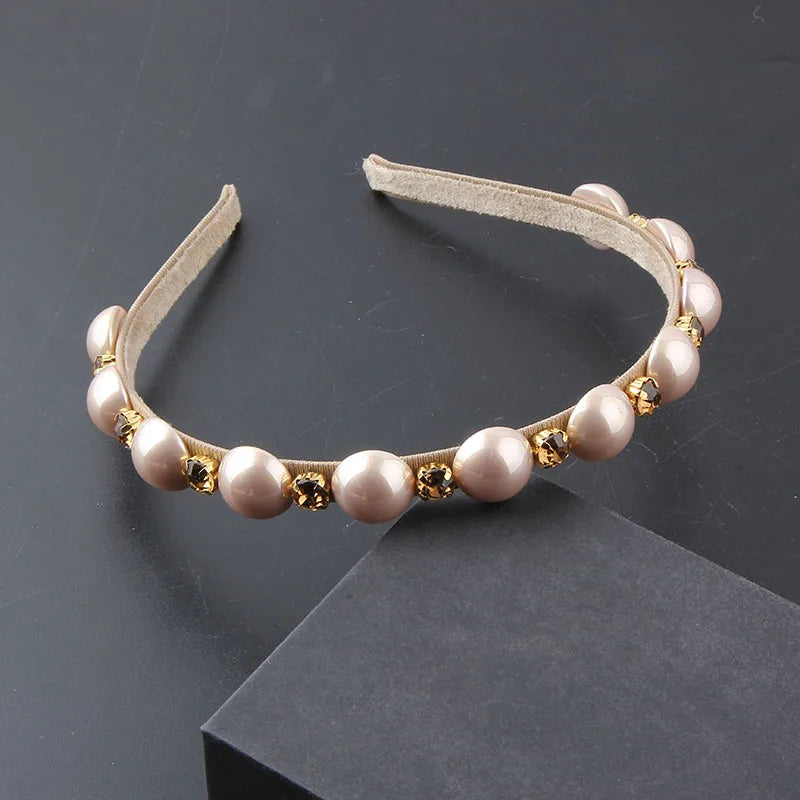 Small Rhinestone Pearls Hair Band, Street Shot Hair Accessory