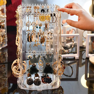Rotating Jewelry Display Rack, Portable Jewelry Storage Box