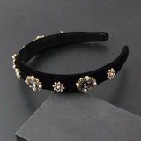 Flannel Rhinestone Pearl Flower Headband Ladies Hairpin