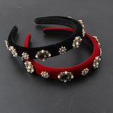Flannel Rhinestone Pearl Flower Headband Ladies Hairpin