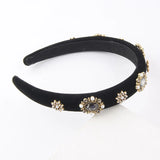 Flannel Inlaid Rhinestone Pearl Headband Hairpin