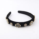 Flannel Inlaid Rhinestone Pearl Headband Hairpin