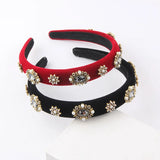 Flannel Inlaid Rhinestone Pearl Headband Hairpin