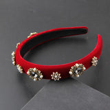 Flannel Rhinestone Pearl Flower Headband Ladies Hairpin