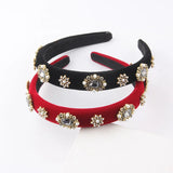 Flannel Inlaid Rhinestone Pearl Headband Hairpin