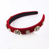 Flannel Inlaid Rhinestone Pearl Headband Hairpin