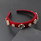 Flannel Rhinestone Pearl Flower Headband Ladies Hairpin