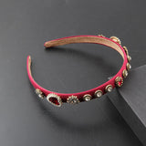 Small Rhinestone Peach Heart Headband Ladies Street Style Hair Accessory