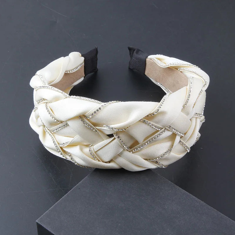Braided Twist Headband Rhinestone Hairpin