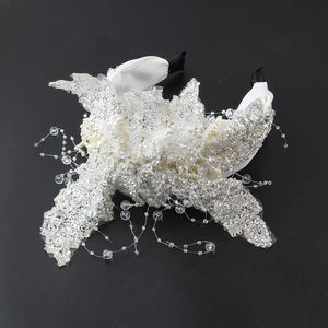 Rice Beads Crystal Butterfly Headband Bridal Hair