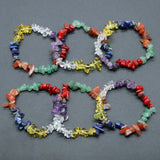 7 Chakra Crystal Bracelet for Women Mix Colorful Mineral Chips Quartz Bangle