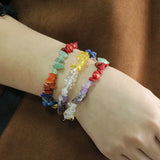 7 Chakra Crystal Bracelet for Women Mix Colorful Mineral Chips Quartz Bangle