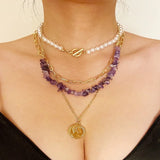 Bohemian Gem Gravel Natural Stone Multi-layer Necklace