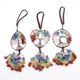 Chakra Tree of Life Car Hanging 7 Stones Meditation Good Luck Decor