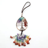 Chakra Tree of Life Car Hanging 7 Stones Meditation Good Luck Decor