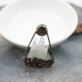 Crystal Drusy Antique Brass Pendant, Natural Druzy Necklace DIY Gift
