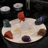 Metatron's 7 Chakra Raw Stone Point Wand Altar Kit