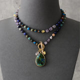 Healing Crystal Natural Stone Beads Anxiety Teardrop Pendant Necklaces
