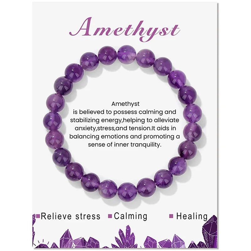 Gemstone Beaded Bracelet 8mm Round Beads Stretch Bracelet Jewelry