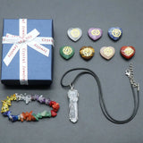 Chakra Heart Stones Bracelet & Quartz Necklace Set