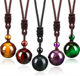 Tiger Eye Amethyst Chakra Necklace Lucky Blessing Protection Pendant