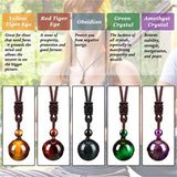 Tiger Eye Amethyst Chakra Necklace Lucky Blessing Protection Pendant