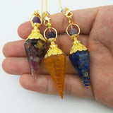 Plated Amethyst Chips Gravel Pendulum