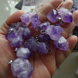 Healing Irregular Stone Pendant Necklace Amethysts Crystal Reiki Mineral Jewelry