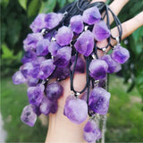 Healing Irregular Stone Pendant Necklace Amethysts Crystal Reiki Mineral Jewelry