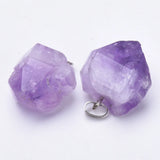 Healing Irregular Stone Pendant Necklace Amethysts Crystal Reiki Mineral Jewelry