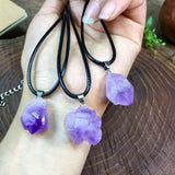 Healing Irregular Stone Pendant Necklace Amethysts Crystal Reiki Mineral Jewelry